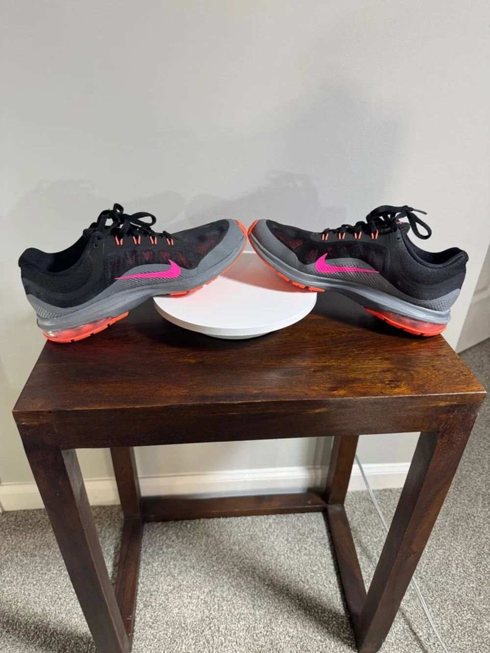 Nike Black Sneakers with Pink Swoosh and Orange Accents - Picture 3 of 8